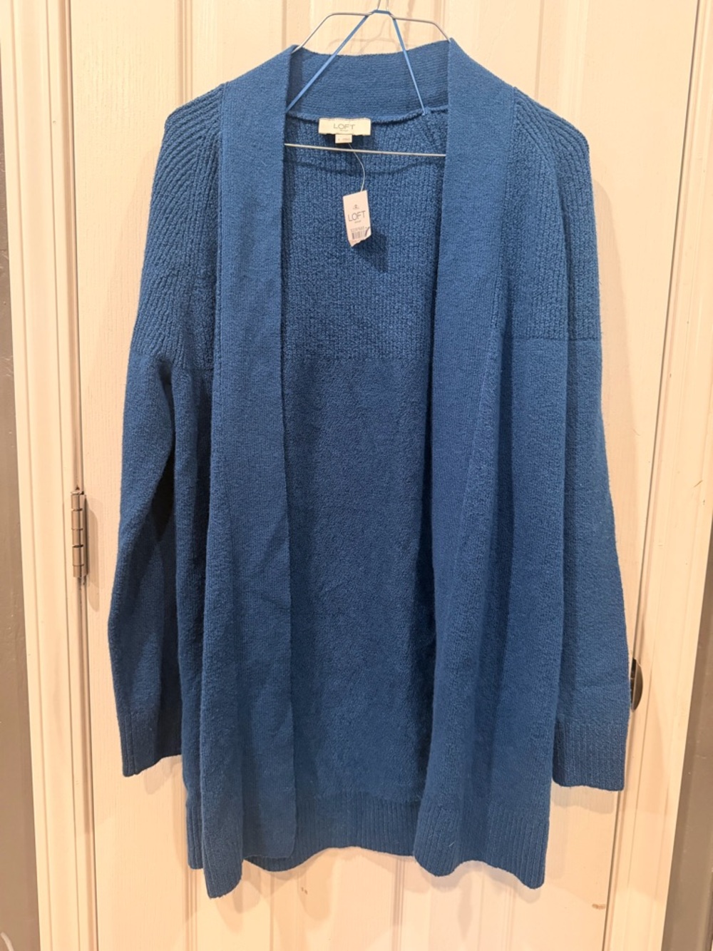 LOFT Open-Front Teal-Blue Knit Cardigan
